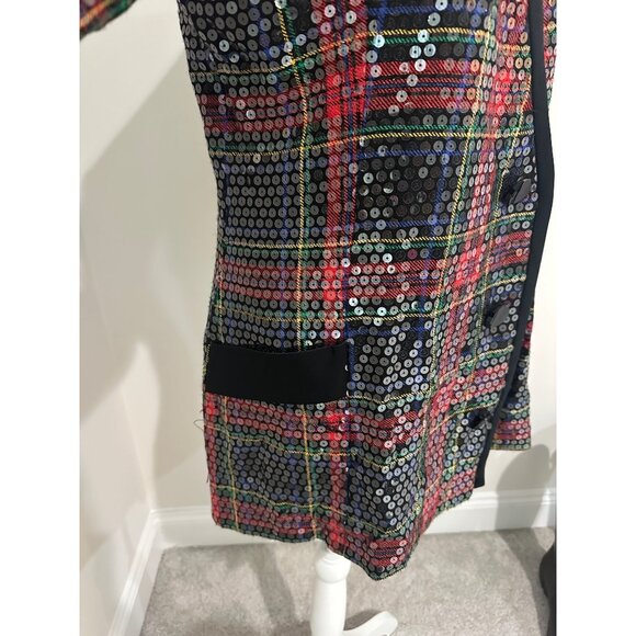 After Five By Julie Duroché Vtg Saks Fifth Avenue Sequined Plaid Blazer Jacket S - Picture 9 of 16